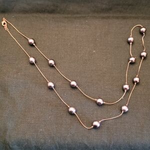 NWOT 30" Silver Tone And Gray Pearl Necklace